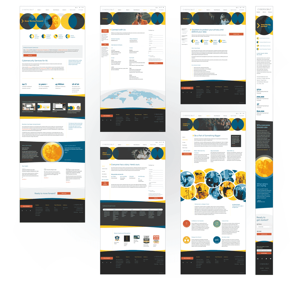 Screens from the redesigned Cyberscout website